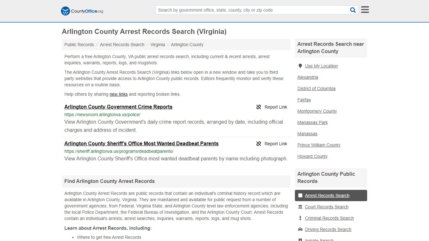 Arrest Records Search - Arlington County, VA (Arrests & Mugshots)
